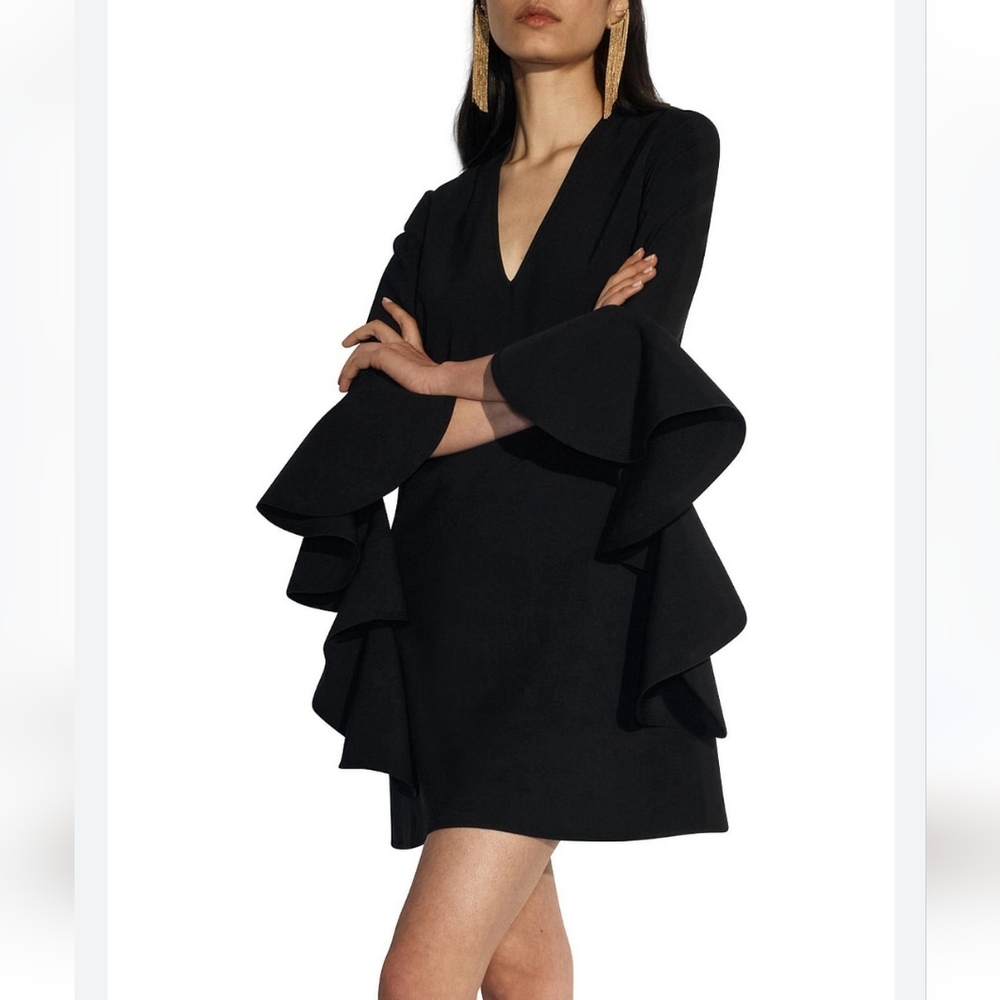 Runaway Plunging Spiral Sleeve Dress